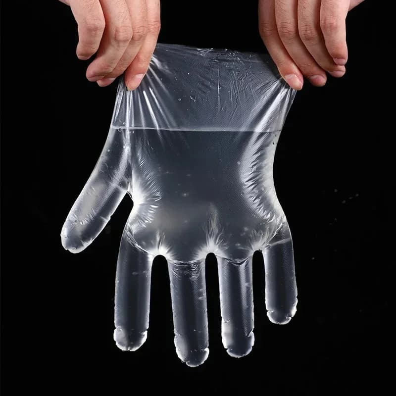 Guantes transparentes desechables, guantes de plástico transparentes, sin látex, seguros para preparación de alimentos, para cocinar, limpiar, barbacoa y uso en la cocina