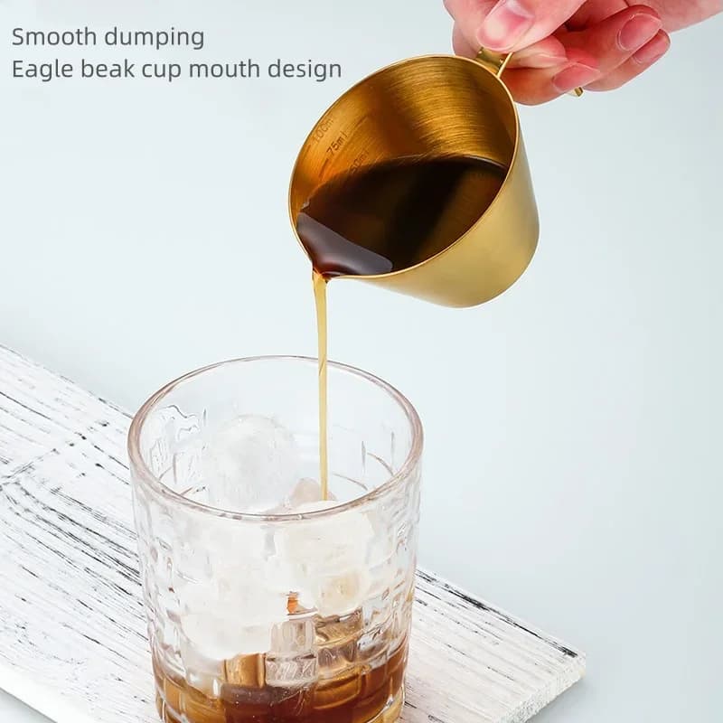 Vaso de extracción de café de acero inoxidable 304 con escala, pequeño vaso medidor para leche, cuchara, taza medidora para espresso, utensilio de cocina