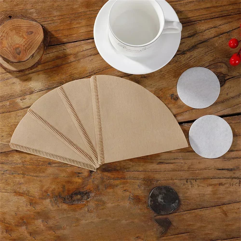 40/100Pcs papel de filtro de café en forma de V, sin blanquear, desechable, grado alimentario, filtros V60 para café de vertido y café de goteo