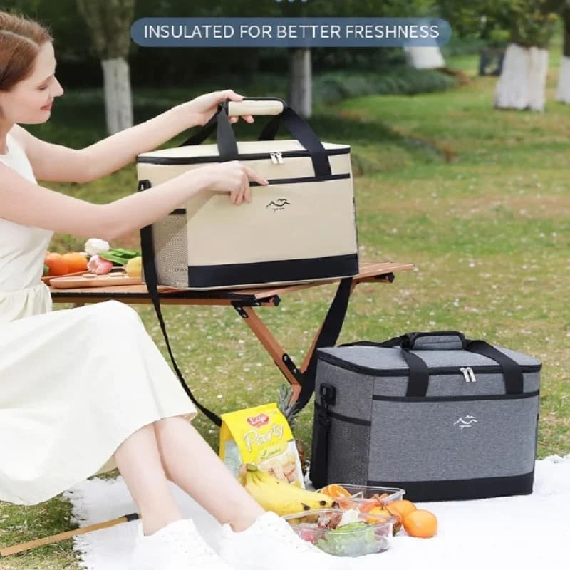 Bolsa de almuerzo aislante cuadrada de gran capacidad, bolso cruzado minimalista para conservar frescura, para uso al aire libre