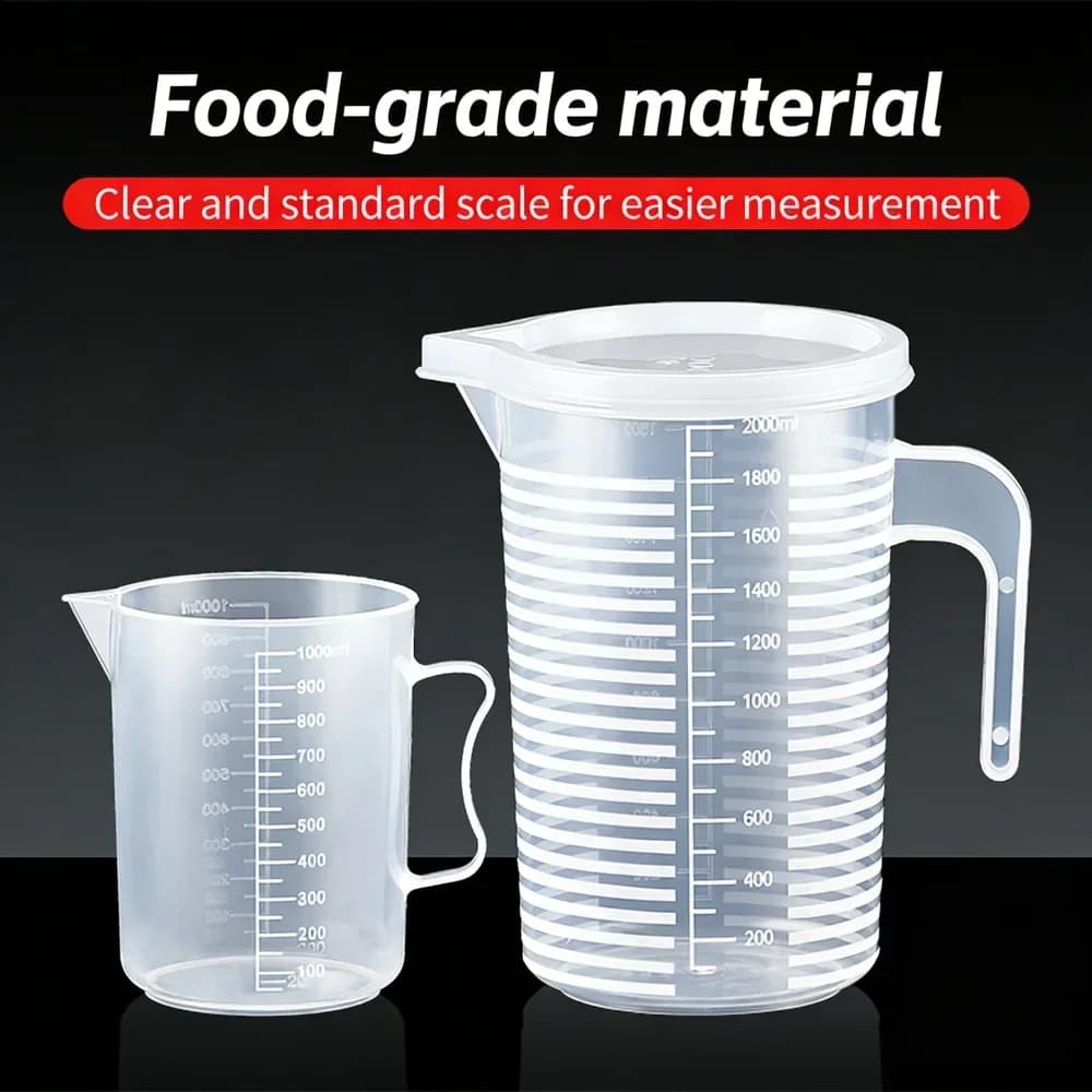 Vaso medidor de plástico alimentario resistente al calor 100-5000ml con escala graduada