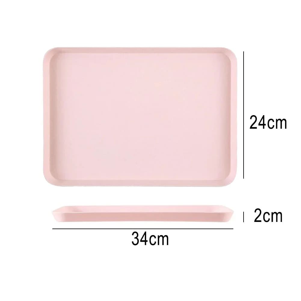 Bandeja de servir rectangular, bandeja cuadrada antideslizante y resistente a los arañazos, bandeja de plástico para servir comida, té, fruta y postres en casa