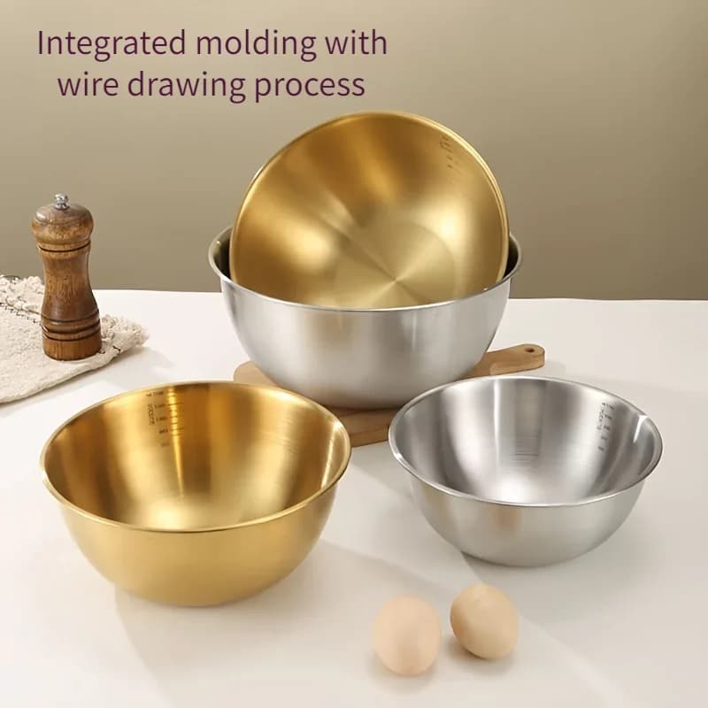 Juego de 3 cuencos de mezcla de acero inoxidable, cuenco grande para ensalada, amasado de masa, accesorios de cocina y artículos para el hogar