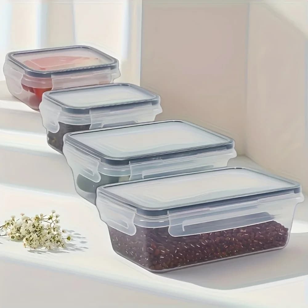 Recipientes herméticos para alimentos de 8 piezas, libres de BPA, con tapas de cierre - almacenamiento de plástico PP apto para microondas/congelador para alimentos secos/frutas/verduras