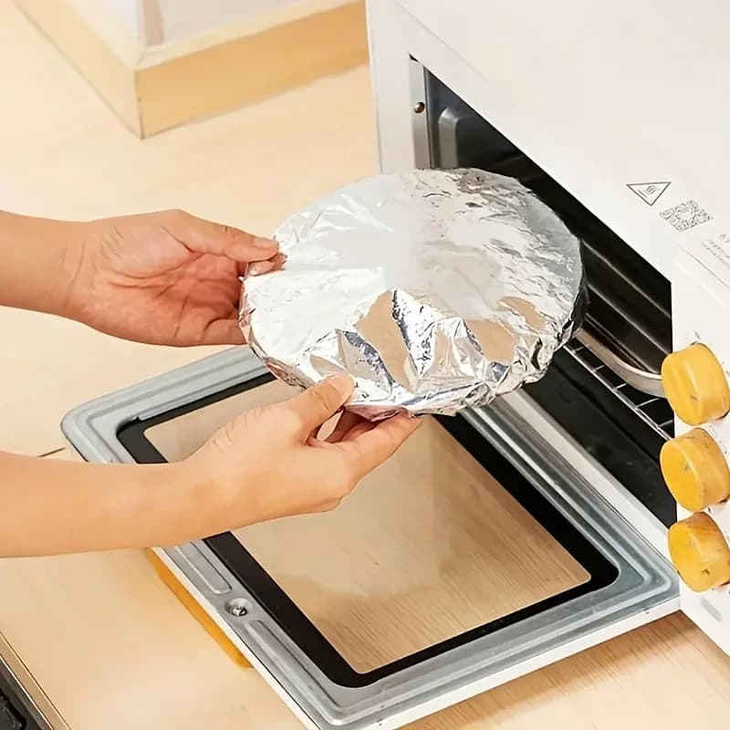 10/100pcs Tapa de papel de aluminio resistente al calor, aislamiento para cuencos y platos, mantiene la comida caliente y fresca, film transparente de grado alimentario