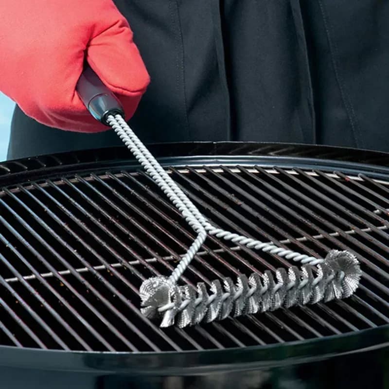 Cepillo para barbacoa, herramienta de limpieza, acero inoxidable, cepillo limpiador antiadherente, accesorios para barbacoa, cepillo de alambre de acero inoxidable