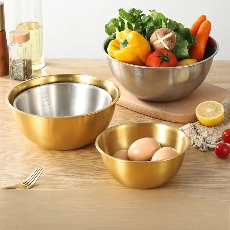 Juego de 3 cuencos de mezcla de acero inoxidable, cuenco grande para ensalada, amasado de masa, accesorios de cocina y artículos para el hogar