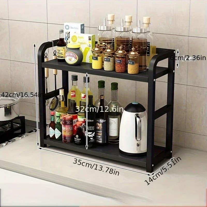 Estante de encimera metálico de 2 niveles, 1 pieza - organizador que ahorra espacio para café, tazas y condimentos, estante de cocina resistente al óxido