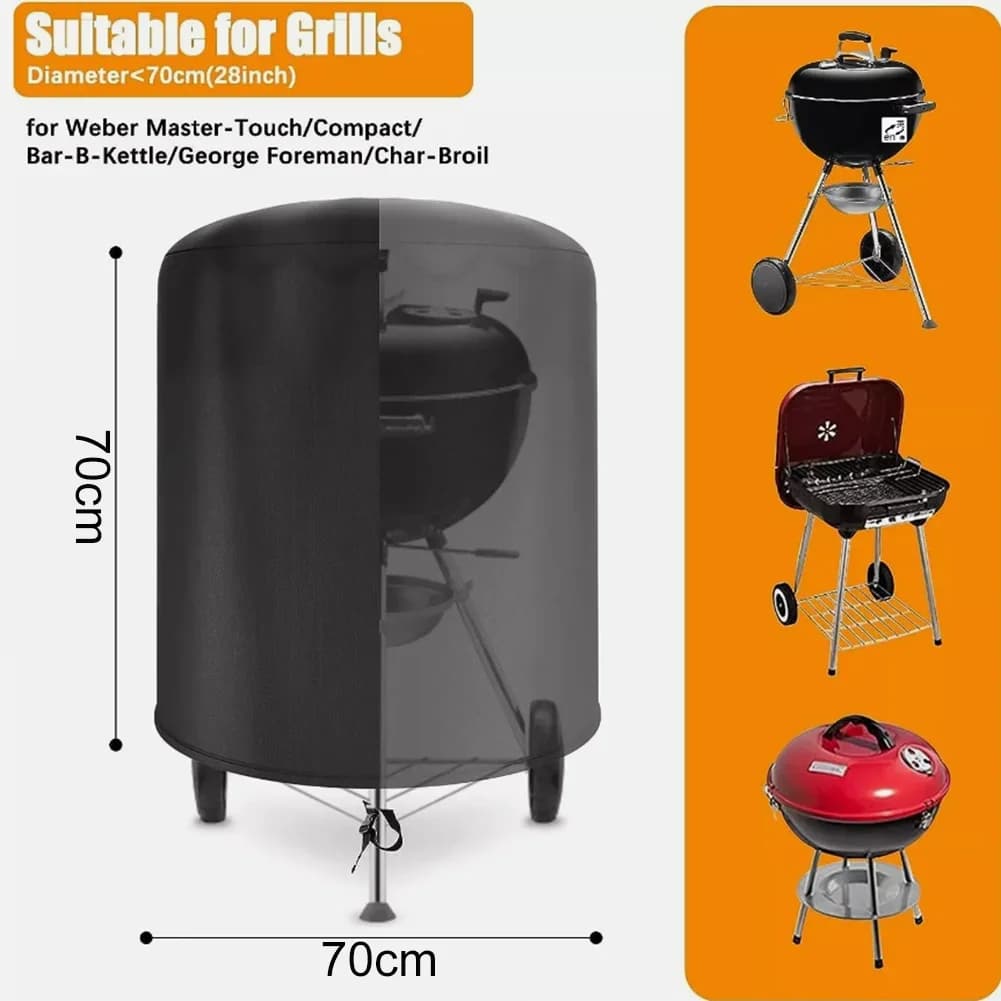 Raweao funda para barbacoa Kettle para Weber, impermeable, redonda, protectora contra la lluvia, Oxford, para herramientas de barbacoa al aire libre, 57Cm