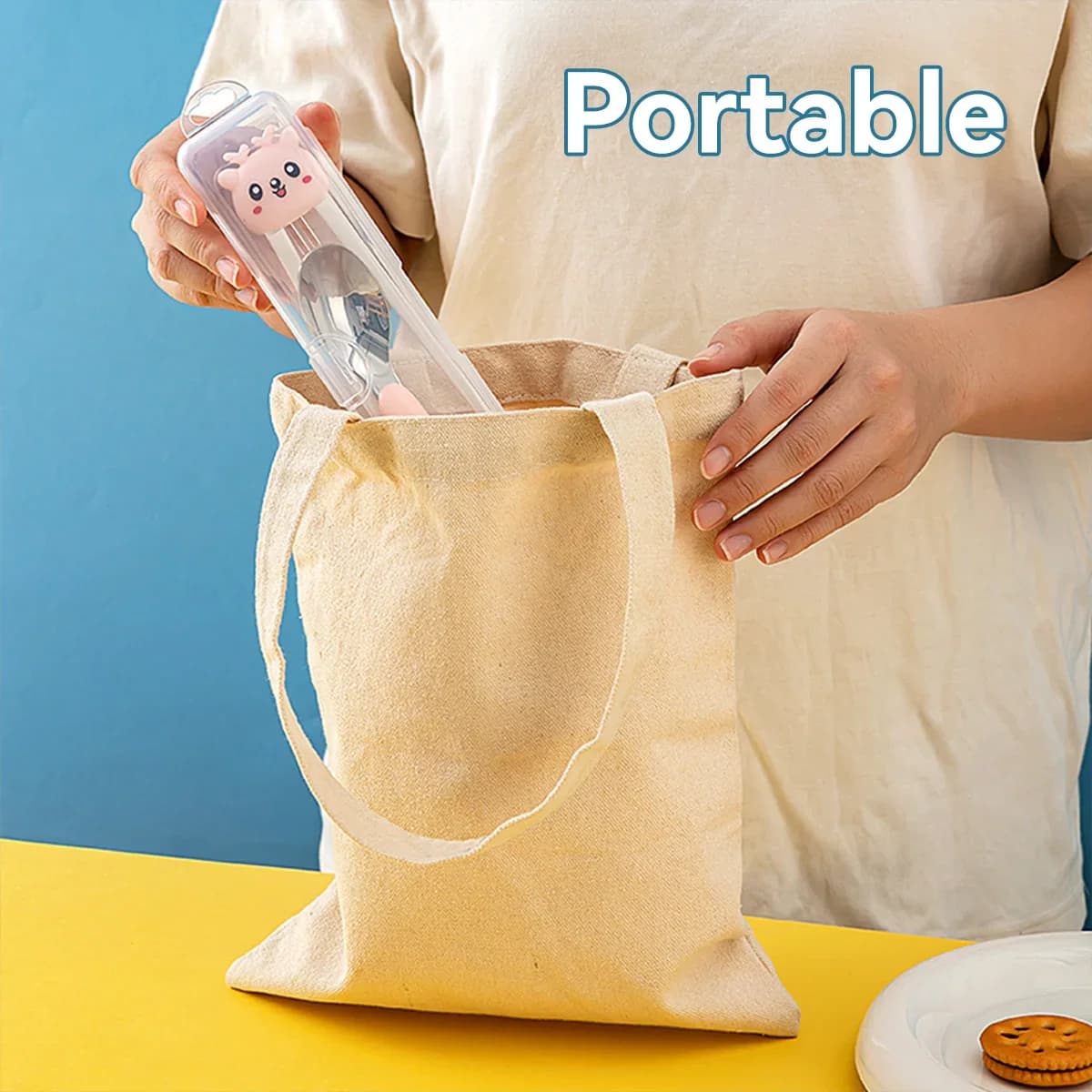 Caja portátil transparente para cubiertos Caja de almacenamiento para cubiertos de viaje con tapa abatible a prueba de polvo para palillos, tenedores y cucharas