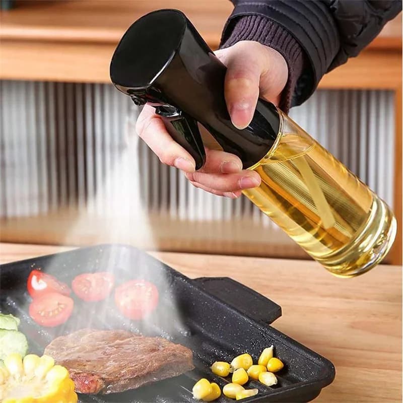 1pc 100/200/300/500ml Aceitera en spray para cocina, botella pulverizadora de aceite de oliva comestible, depósito de aceite en niebla para freidora de aire