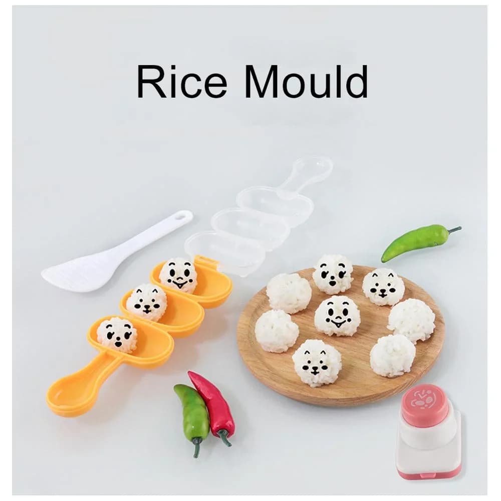 Cortador DIY de nori, moldes para bolas de arroz, cara sonriente, molde de arroz estilo caricatura, molde de onigiri, dispositivo de estampado, molde para sushi, decoración de bento