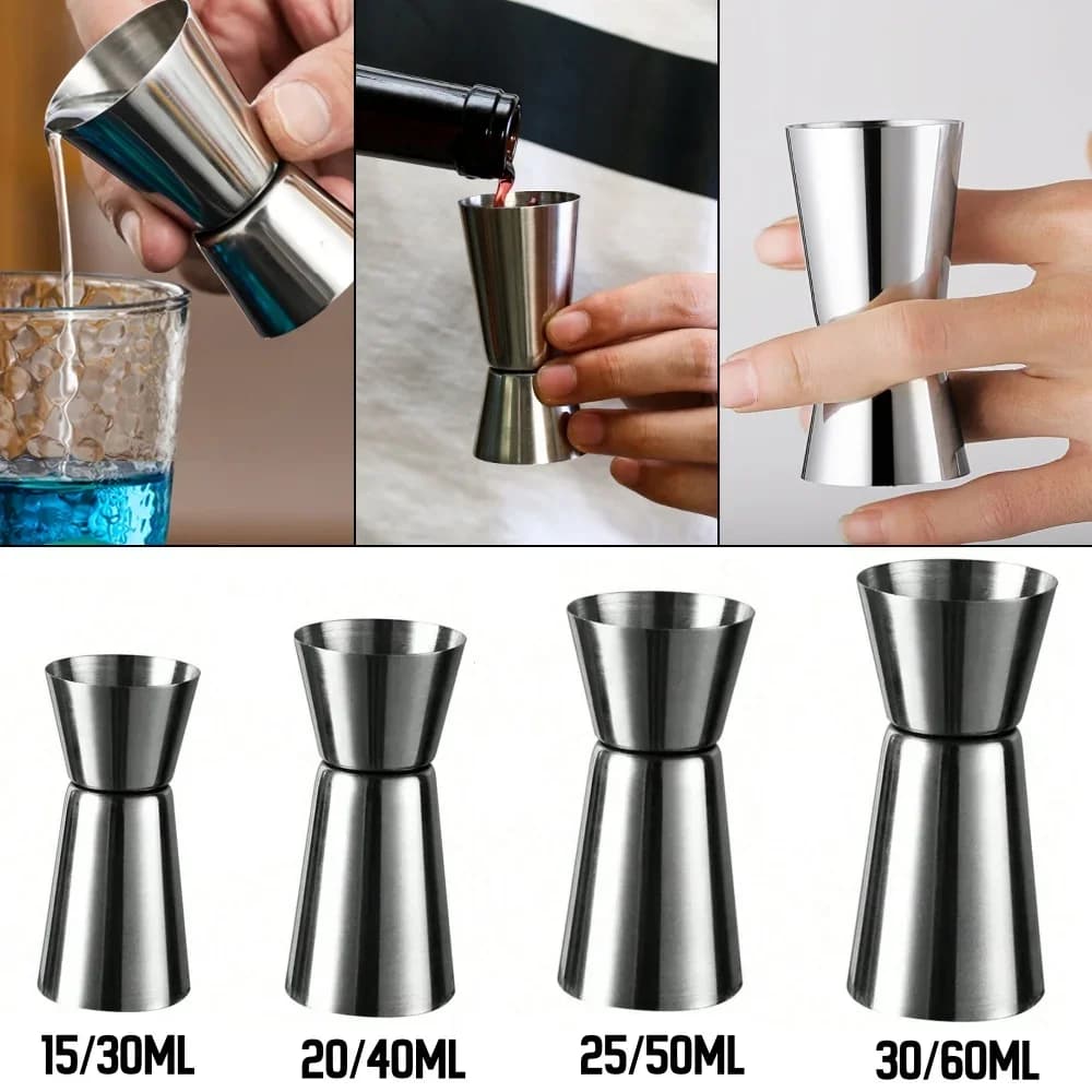 Vaso medidor de acero inoxidable, jigger, medidor doble para cócteles, botella medidora de alcohol, herramienta de bar para fiestas