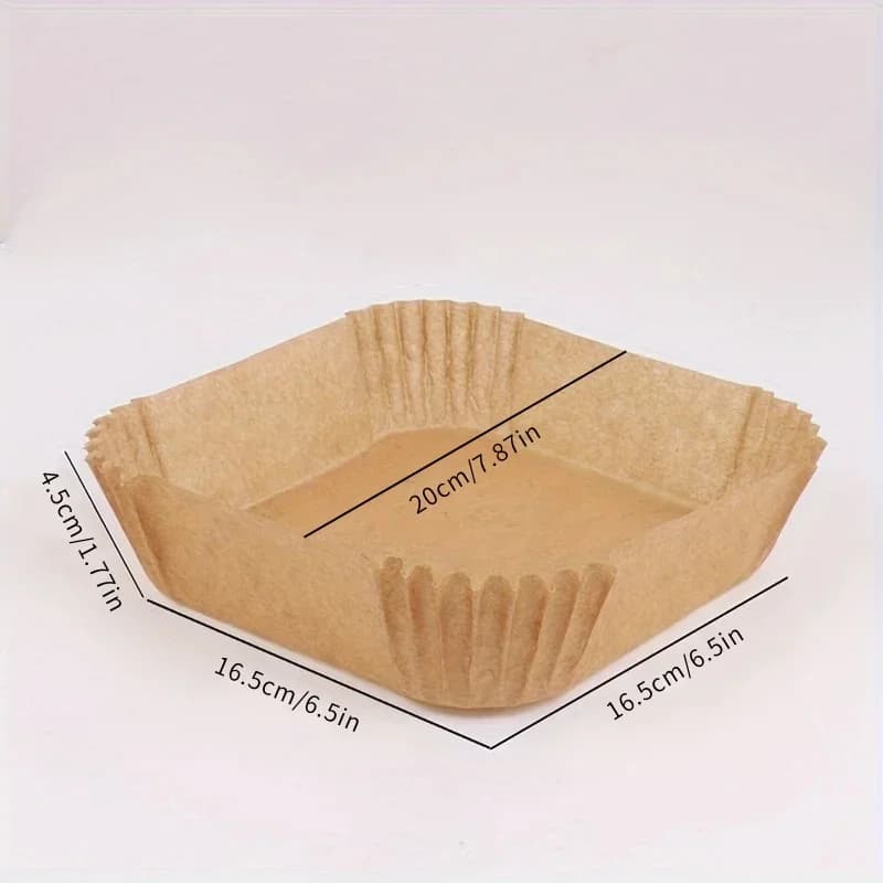 Forros de papel para freidora de aire desechables, resistentes al aceite e impermeables, papel de hornear redondo, cuadrado y rectangular, suministros de cocina y fiesta