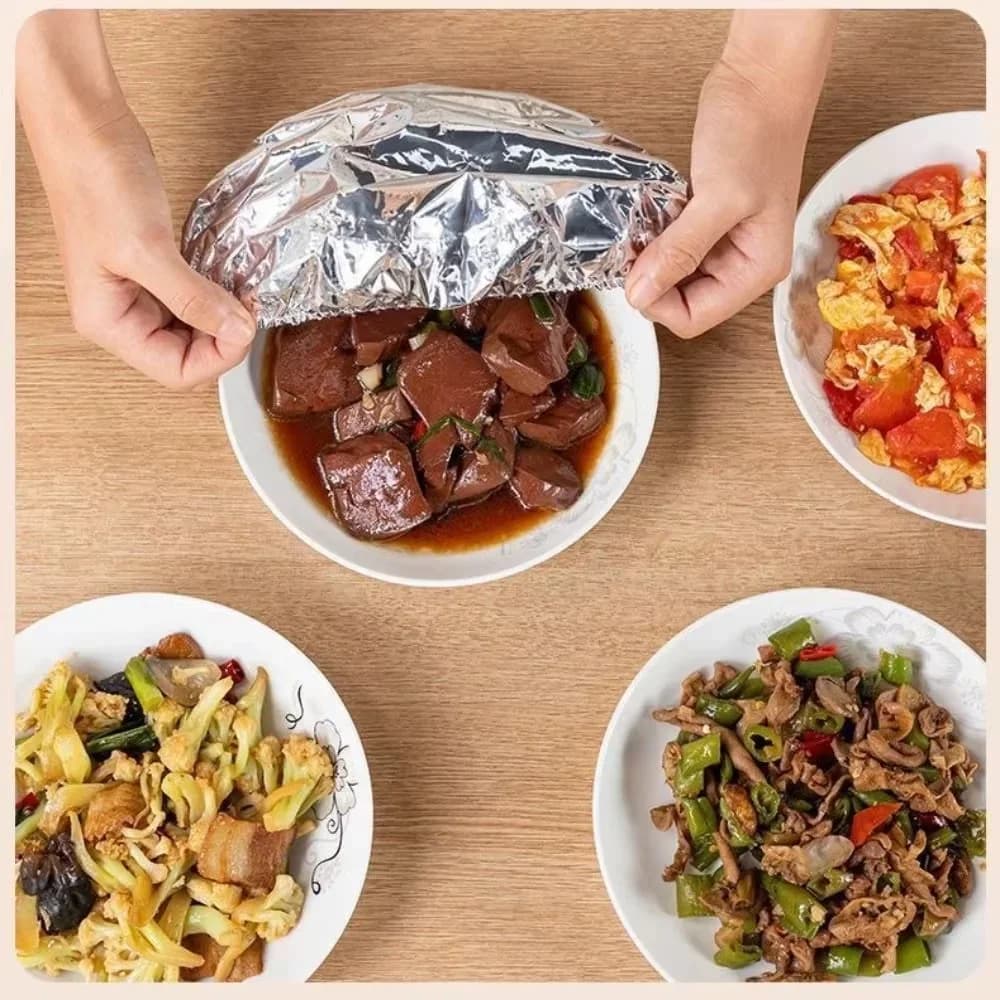 10-60 piezas de cubiertas reutilizables de papel de aluminio para cuencos, aislamiento térmico y conservación del calor, aptas para horno, comida para llevar y picnic