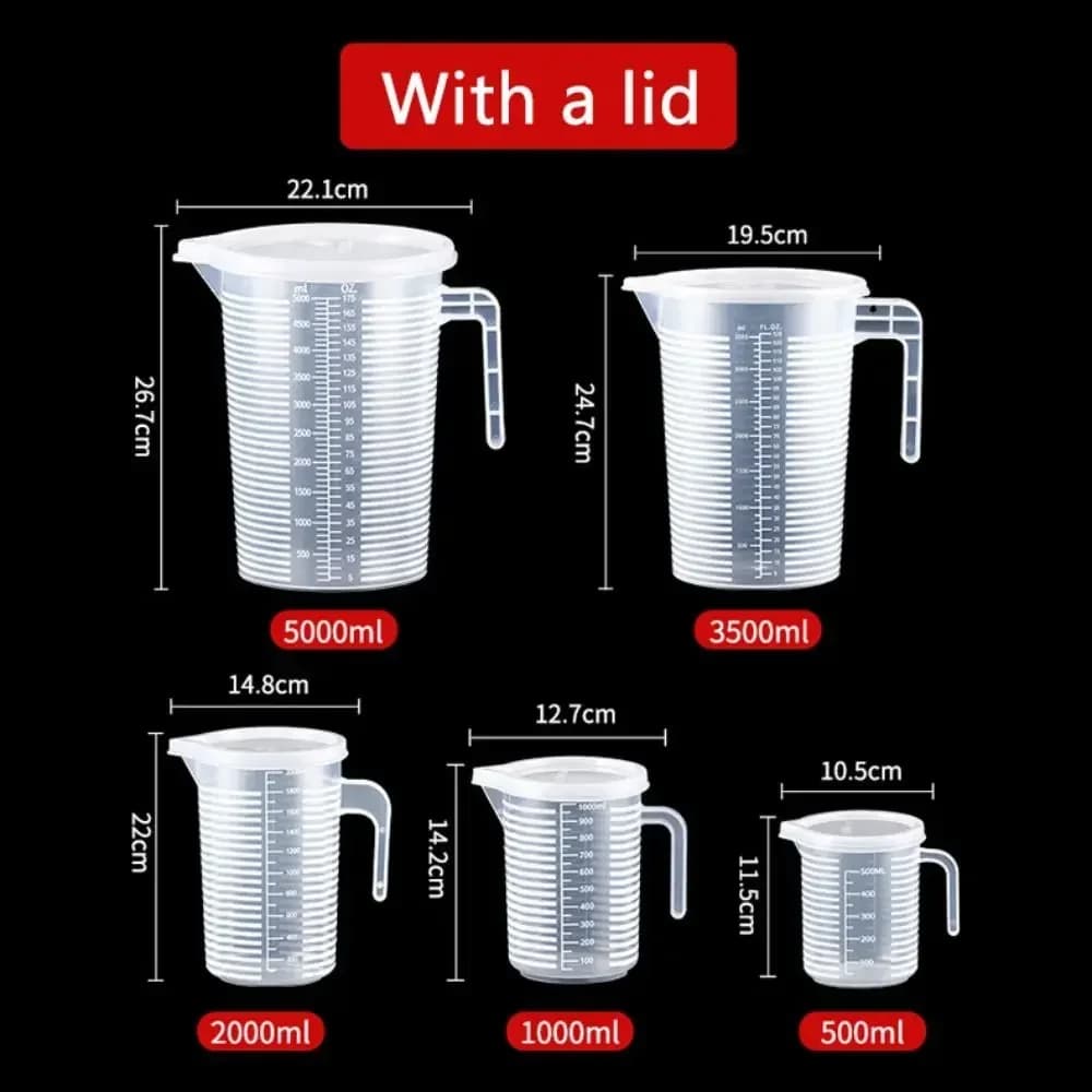 Vaso medidor de plástico alimentario resistente al calor 100-5000ml con escala graduada