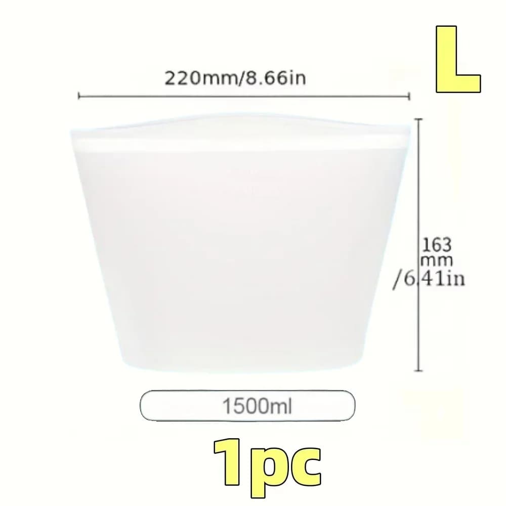 1/3pcs bolsas reutilizables de silicona para alimentos, bolsas de almacenamiento herméticas tipo ziplock para nevera y congelador, para conservar la frescura y organizar la cocina