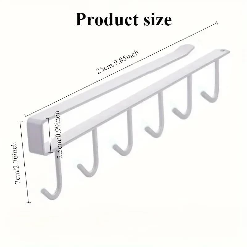 1 pieza de estante de cocina organizador colgante para ropa, soporte para tazas, soporte para vasos y tazas, rack de almacenamiento con 6 ganchos
