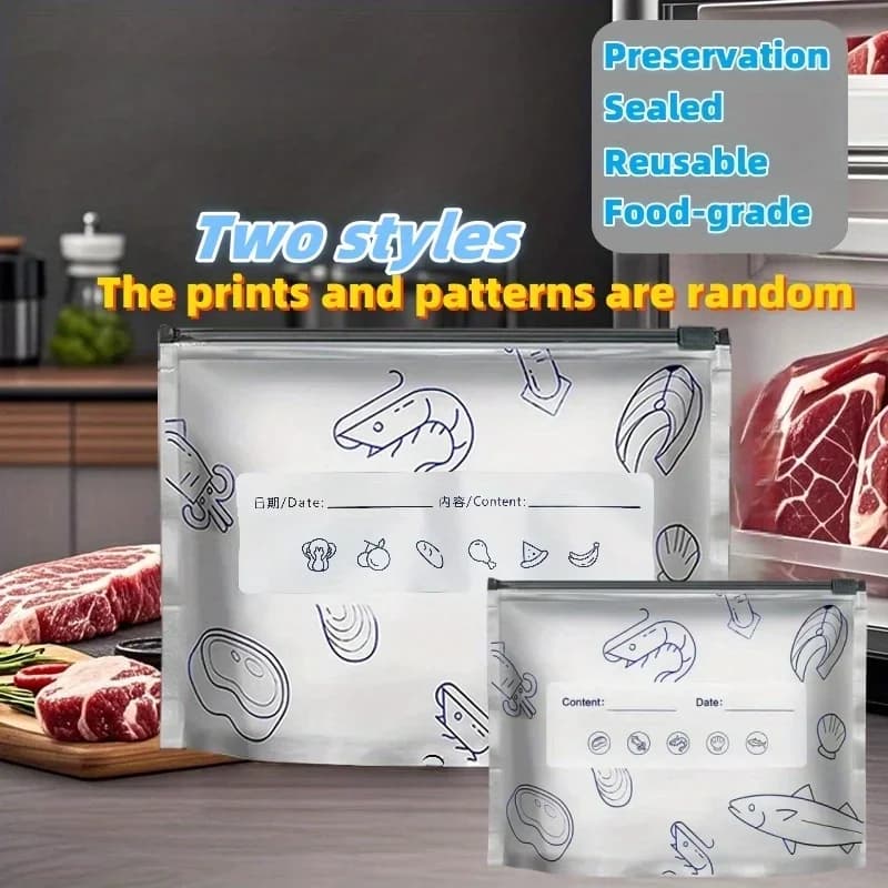 10/60 bolsas de almacenamiento de papel de aluminio, bolsas selladas para congelador, organizadores, envasado de alimentos, reutilizables, a prueba de olores, esencial de cocina