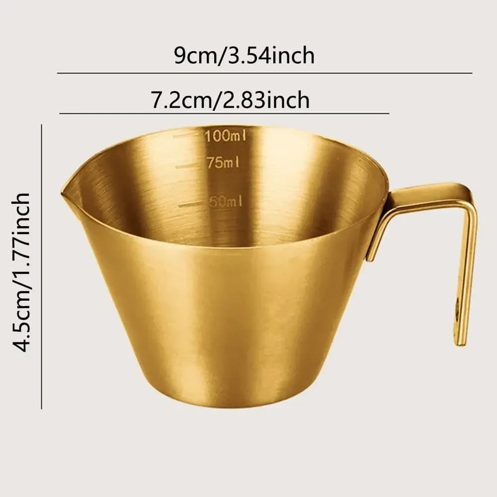 Vaso de extracción de café de acero inoxidable 304 con escala, pequeño vaso medidor para leche, cuchara, taza medidora para espresso, utensilio de cocina