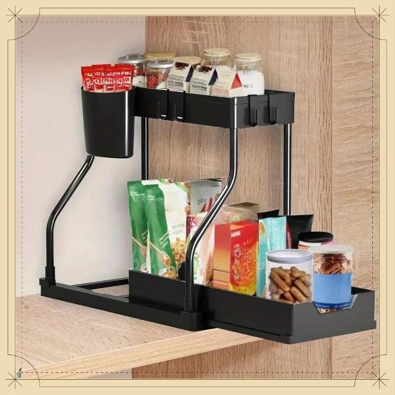 Estantería organizadora extraíble de varios niveles, estante versátil para botellas de condimentos de cocina, baño, debajo del fregadero, para ordenar el desorden