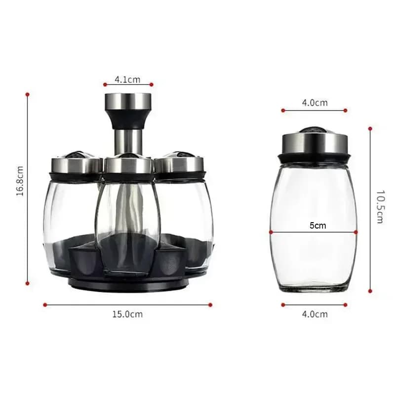 NUEVO juego de tarro de vidrio para una botella y estante para especias, botellas de vidrio para condimentos, azúcar, pimienta, saleros, soporte para cocina