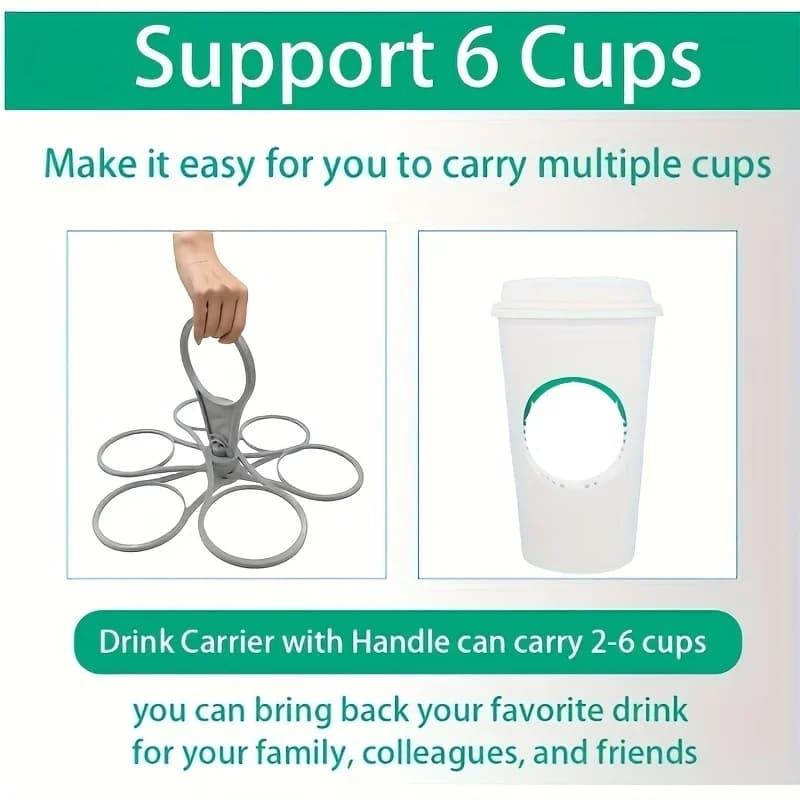 1/2 piezas Portavasos portátil de 6 ranuras, bandeja plegable para bebidas con asa, de bolsillo para picnics y fiestas al aire libre, portavasos reutilizable