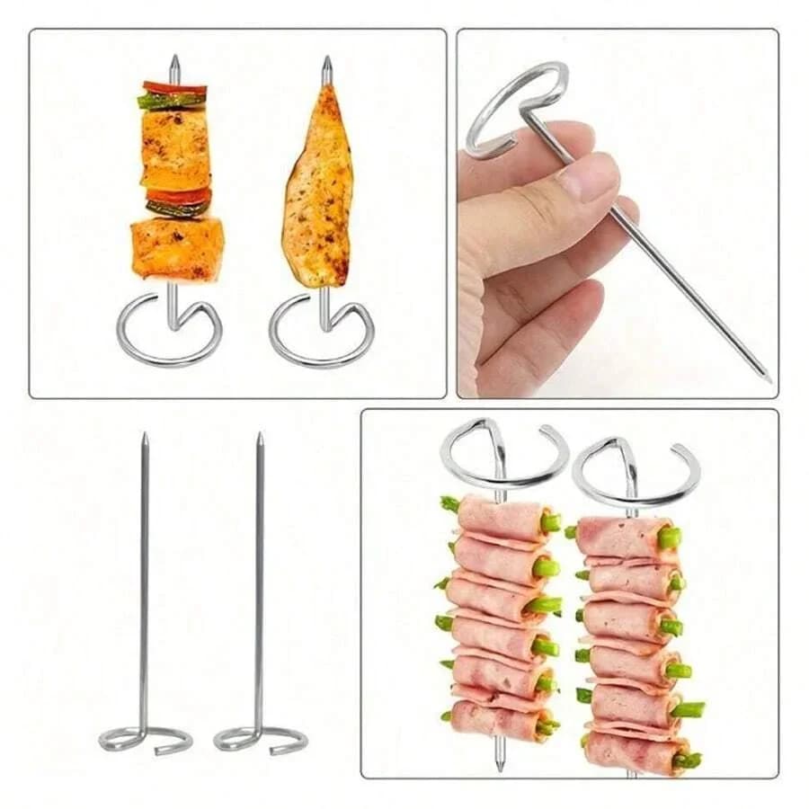 10/20/30pcs brochetas para kebab de acero inoxidable, palillos reutilizables para asar, herramienta para kebab, varilla de barbacoa de acero inoxidable para pollo