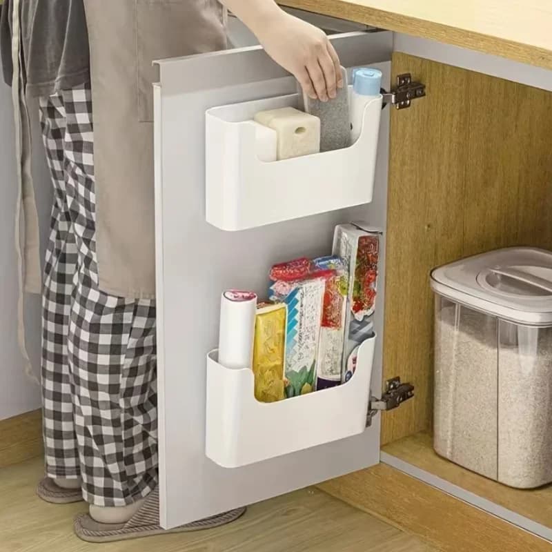 Caja de almacenaje de pared para puerta de armario, para film transparente, bolsas y baño