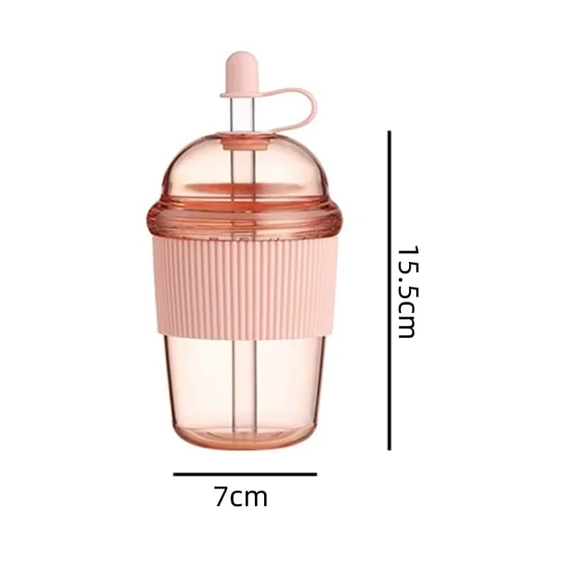 1pc vaso portátil con pajita abatible de 430ml, plástico, estilo ins, botella de agua de gran capacidad, para té, café, leche, resistente al calor, vasos para jugo y gelatina
