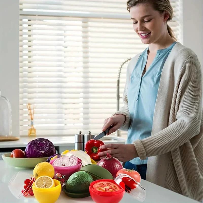 Caja para alimentos de plástico sellada, organizador creativo, contenedor crisper para verduras, cebolla, ajo, pimiento verde, almacenamiento fresco, utensilio de cocina