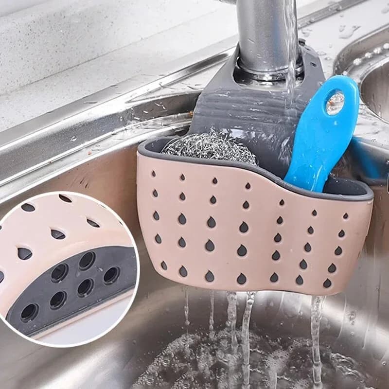 Organizador de drenaje para almacenamiento en casa, soporte ajustable para fregadero de cocina, cesta colgante para jabón y esponja, accesorios de cocina