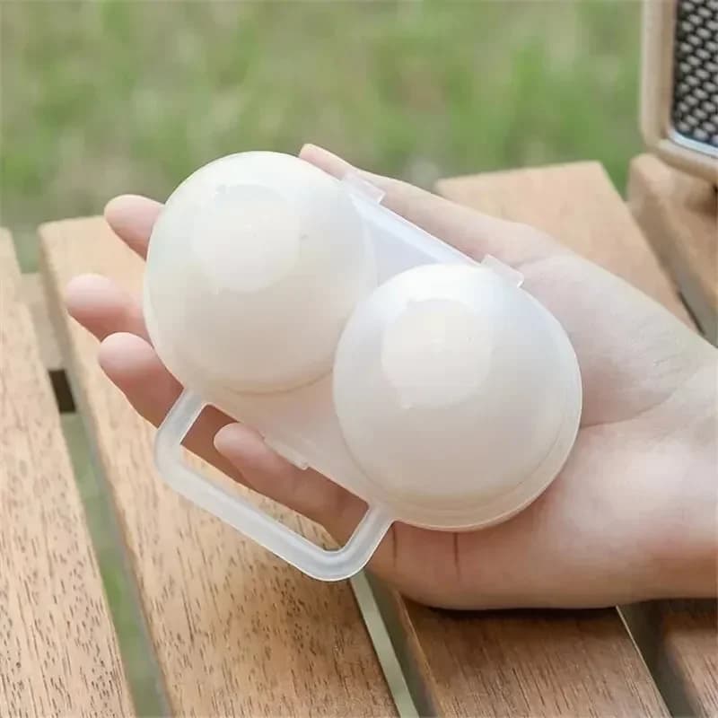 1 unidad, caja portátil para huevos de 2 compartimentos para exteriores, bandeja de plástico para huevos, caja para almacenar huevos en el frigorífico, absorbente de golpes y anti-caída