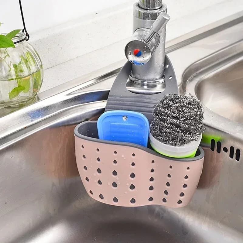 Organizador de drenaje para almacenamiento en casa, soporte ajustable para fregadero de cocina, cesta colgante para jabón y esponja, accesorios de cocina