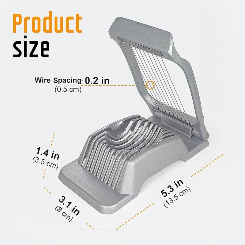 Cortador de huevos de aluminio resistente para huevos duros, cortador de fresas de acero inoxidable, rebanador múltiple para fruta blanda