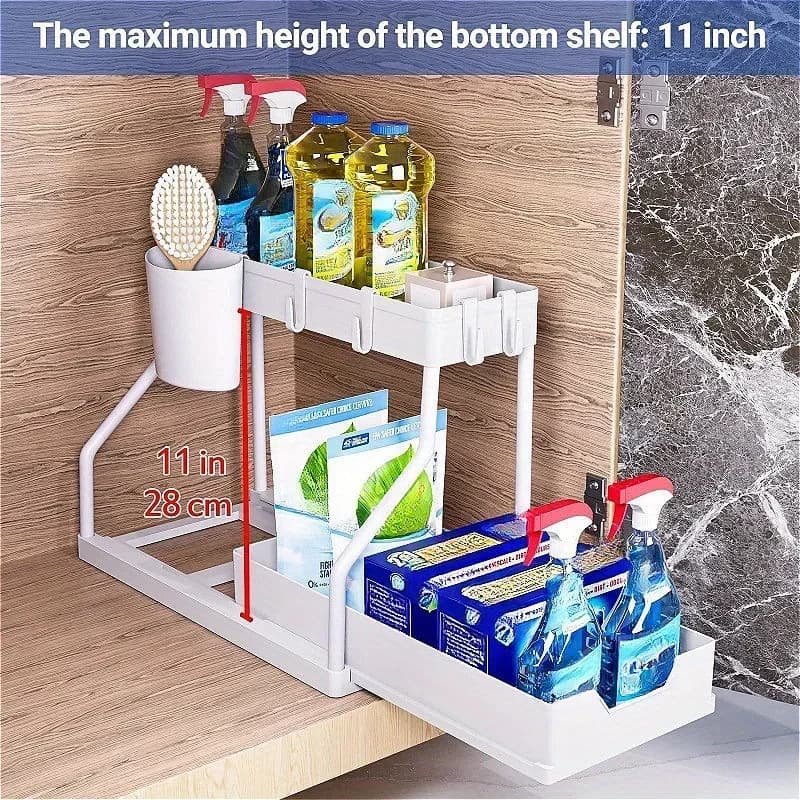 Estantería organizadora extraíble de varios niveles, estante versátil para botellas de condimentos de cocina, baño, debajo del fregadero, para ordenar el desorden