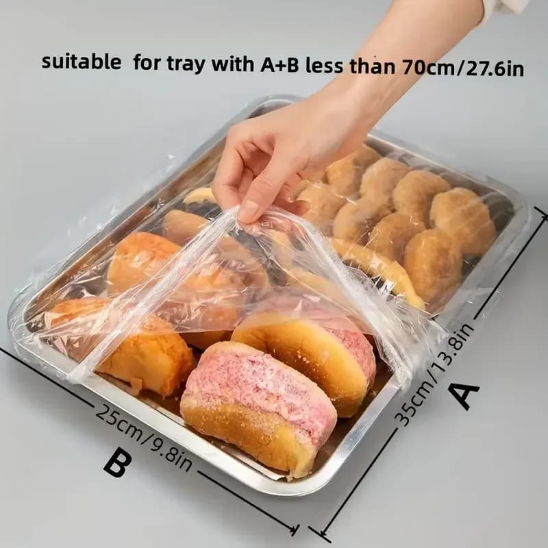 50 fundas reutilizables elásticas de PE para alimentos: tapas de plástico estirables para pan, frutas y snacks | Sello transparente duradero