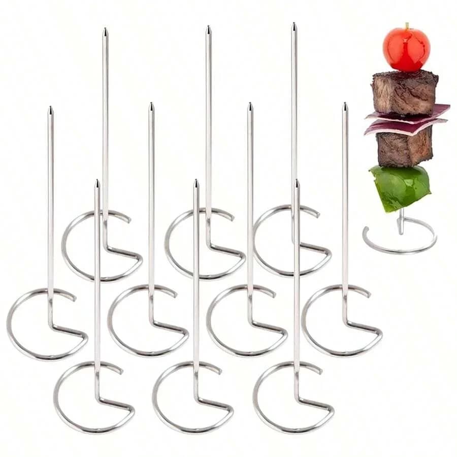 10/20/30pcs brochetas para kebab de acero inoxidable, palillos reutilizables para asar, herramienta para kebab, varilla de barbacoa de acero inoxidable para pollo