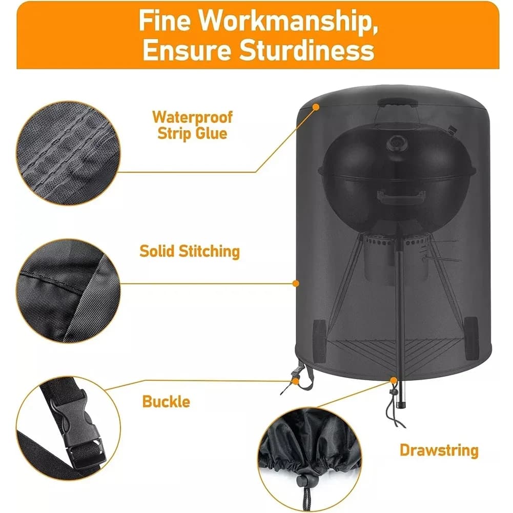 Raweao funda para barbacoa Kettle para Weber, impermeable, redonda, protectora contra la lluvia, Oxford, para herramientas de barbacoa al aire libre, 57Cm
