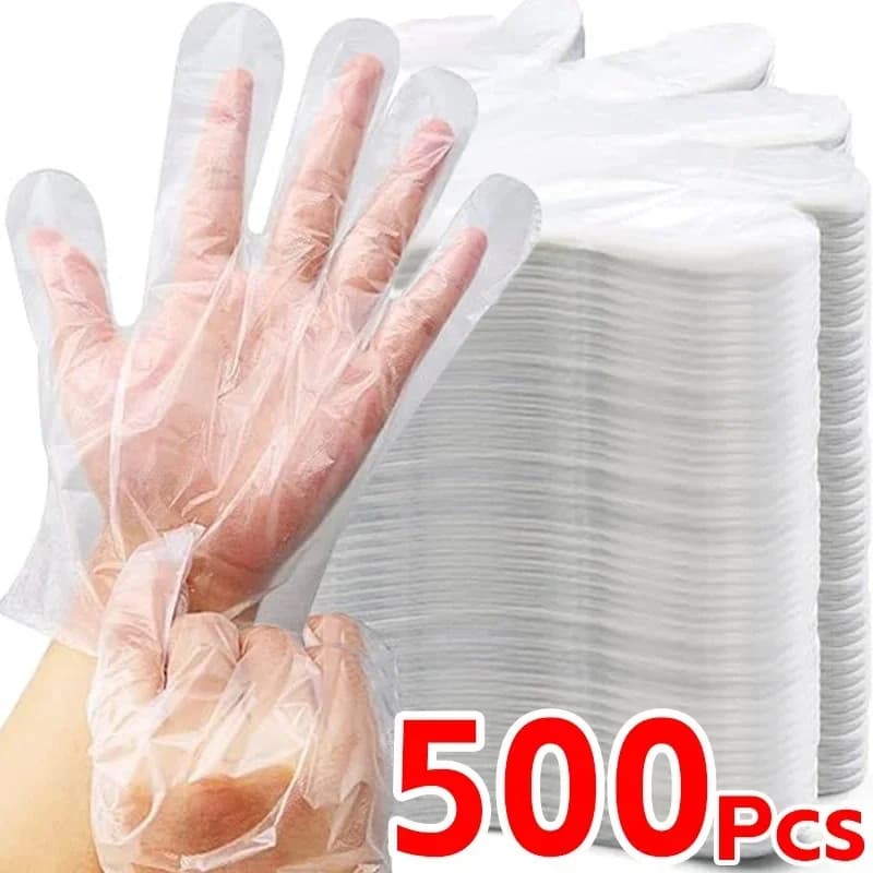 Guantes transparentes desechables, guantes de plástico transparentes, sin látex, seguros para preparación de alimentos, para cocinar, limpiar, barbacoa y uso en la cocina
