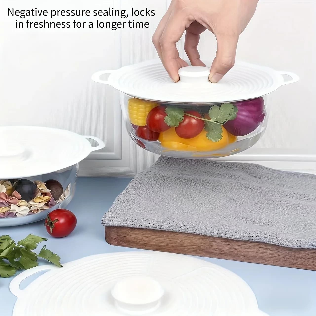 Juego de 3/6 tapas de silicona con doble asa, tapa para olla resistente al calor, cubierta antisalpicaduras para microondas, reutilizable para cuencos, platos y sartenes