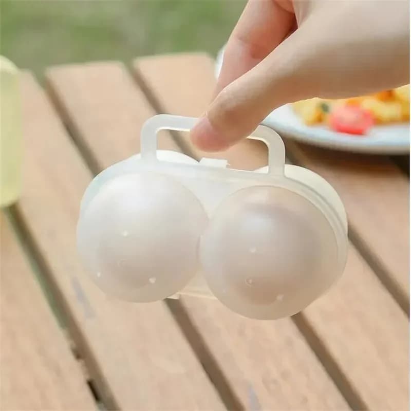 1 unidad, caja portátil para huevos de 2 compartimentos para exteriores, bandeja de plástico para huevos, caja para almacenar huevos en el frigorífico, absorbente de golpes y anti-caída
