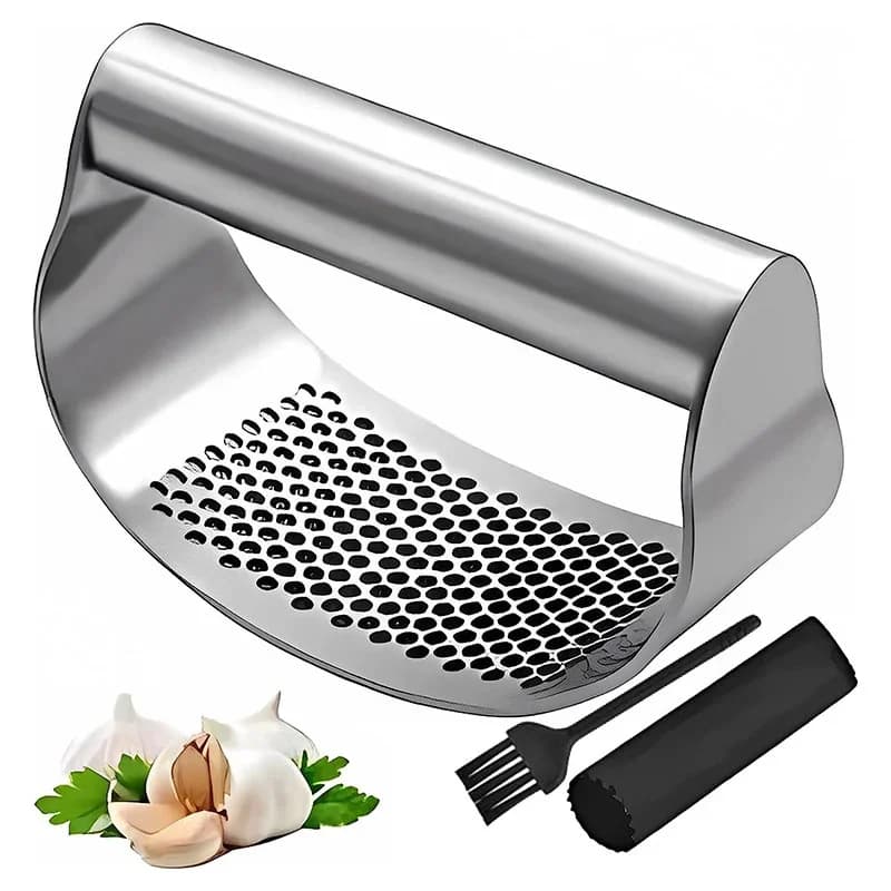 Exprimidor de ajo de acero inoxidable mejorado, prensa manual para ajo y jengibre, triturador tipo balanceo, utensilio para picar ajo, gadget de cocina