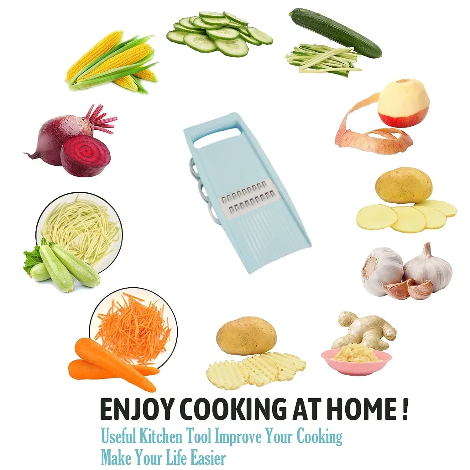 Cortador manual multifuncional 5 en 1 para verduras y frutas, rallador, picador de patatas para el hogar, utensilios de cocina, picador de verduras