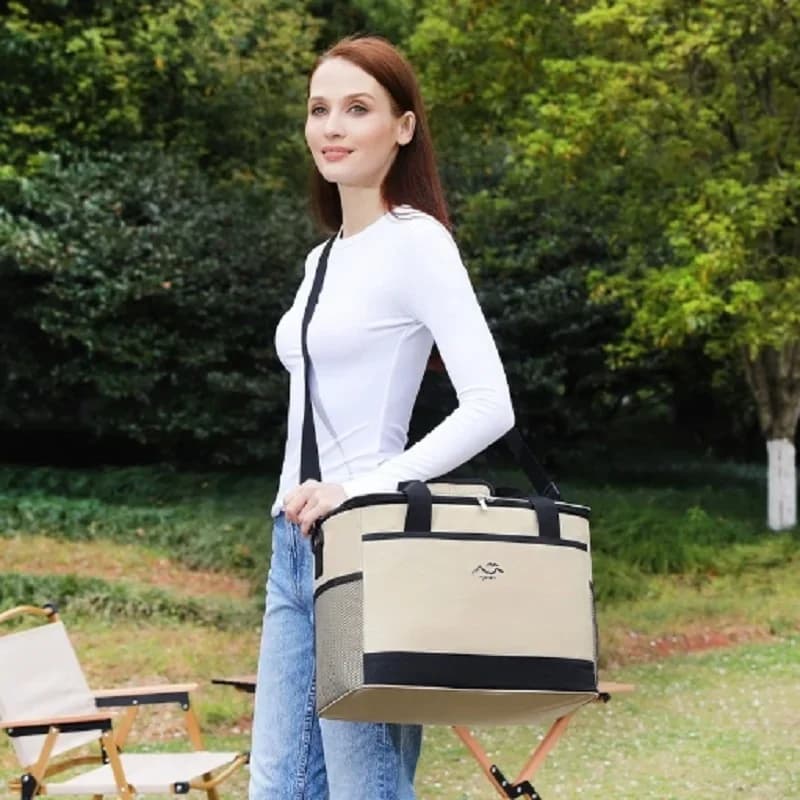 Bolsa de almuerzo aislante cuadrada de gran capacidad, bolso cruzado minimalista para conservar frescura, para uso al aire libre