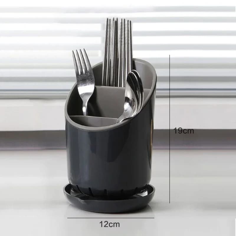 1 Pc estante de almacenamiento de plástico para vajilla, soporte de drenaje para palillos, cuchillo, cuchara y tenedor con bandeja, estante de drenaje para el hogar
