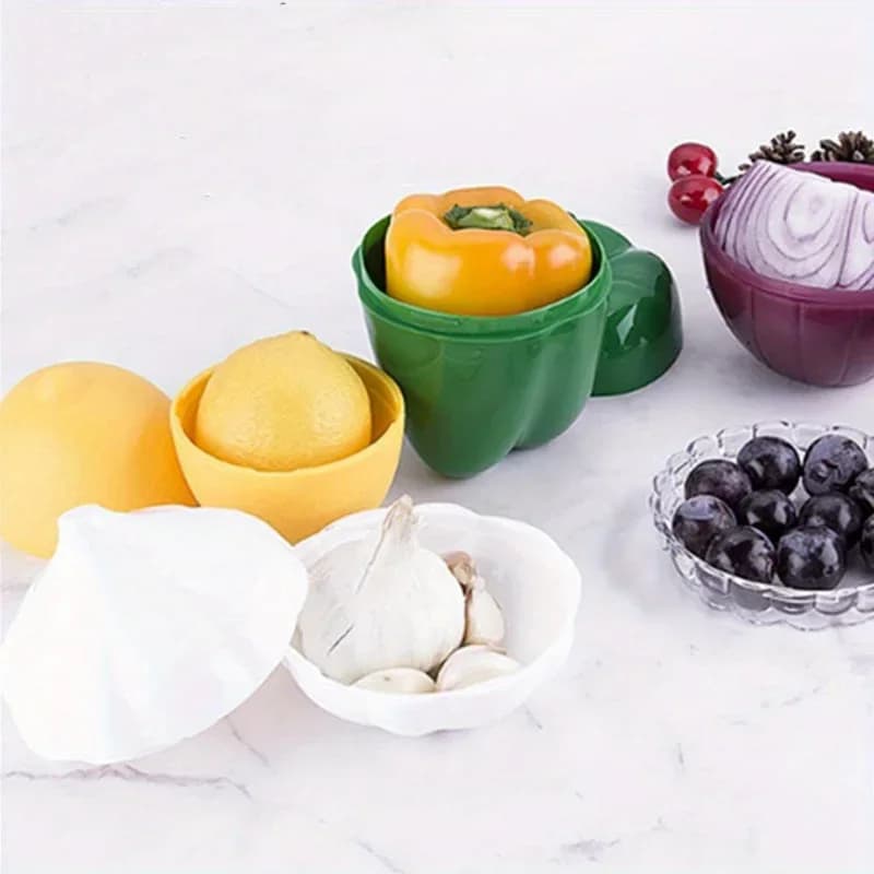 Caja para alimentos de plástico sellada, organizador creativo, contenedor crisper para verduras, cebolla, ajo, pimiento verde, almacenamiento fresco, utensilio de cocina