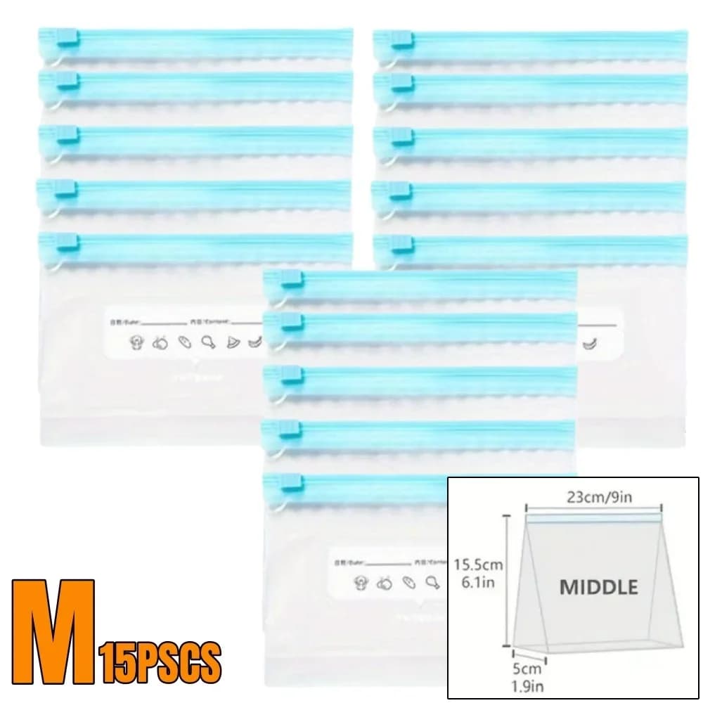 10-90pcs Bolsas de almacenamiento frescas con cierre hermético para frutas, cereales, verduras y carne, a prueba de fugas, para congelador