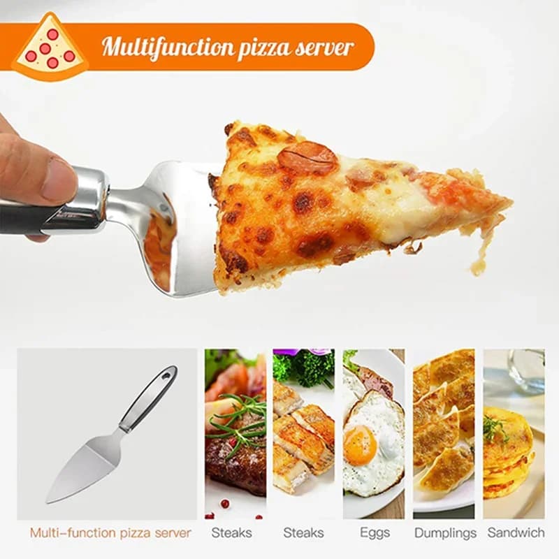 Cortador de pizza premium de acero inoxidable, herramientas de cocina, rueda y servidor, cuchillo para gofres, galletas, pastel, pan y masa