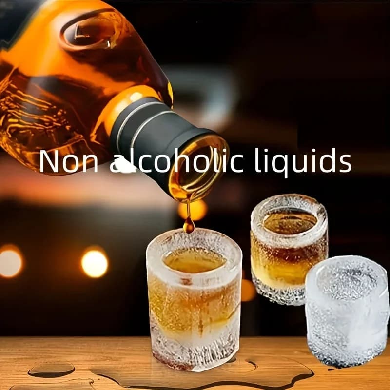 Molde de silicona para cubitos de hielo de cuatro cavidades, molde creativo redondo en forma de vaso para whisky, cerveza, herramientas de cocina y bar